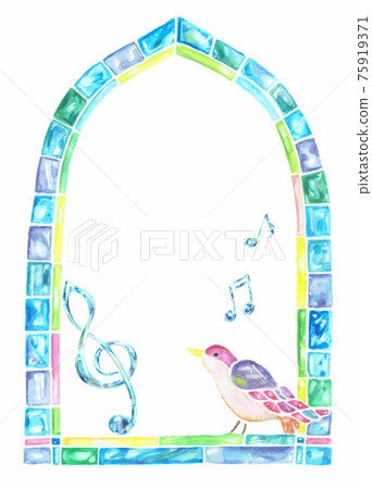 Glass frame, glass note, glass treble clef, bird Glass frame, glass note, glass treble clef, bird 75919371
