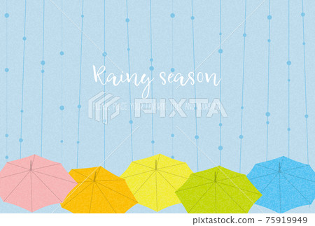 Image background material of the rainy season expressed with colorful umbrellas and rain 75919949