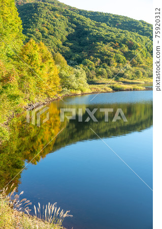 秋元湖秋葉反射脊線 秋元湖秋葉反射脊線 75920312