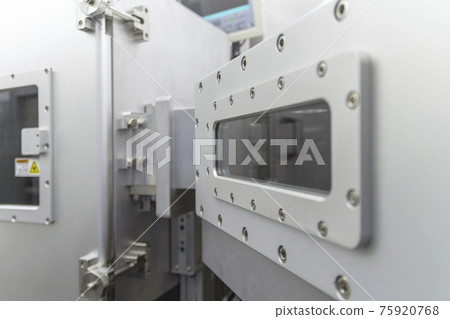 Part of chamber vacuum device industrial equipment silver color of research and development laboratory high technology . 75920768