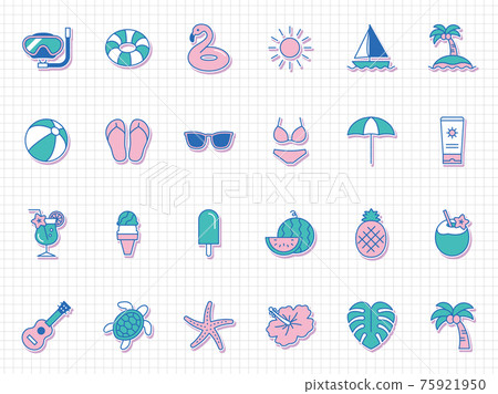 Summer beach icon set 75921950
