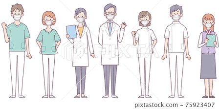 Masked medical worker whole body set 75923407