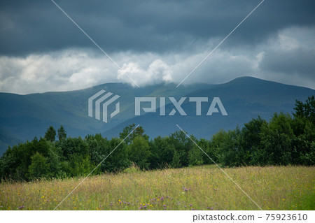 Mountain landscape with storm clouds. Before the rain. Mountain landscape with storm clouds. Before the rain. 75923610