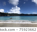 Blue sea and blue sky 75923662