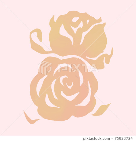 粉紅色剪紙玫瑰剪影的插圖 75923724