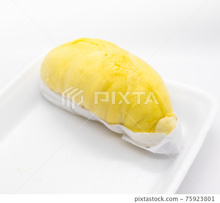 peace of durian fruite on white background 75923801