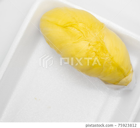 peace of durian fruite on white background 75923812