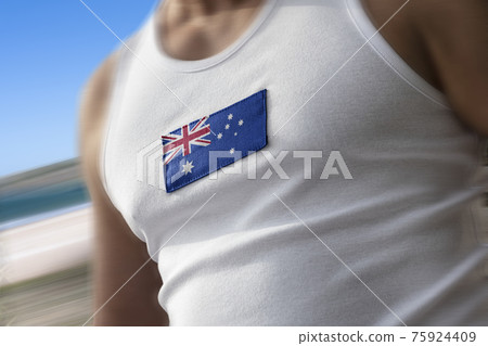 The national flag of Australia on the athlete's chest 75924409
