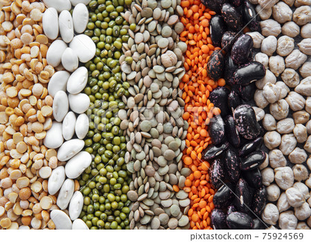 Food background with different legumes Food background with different legumes 75924569