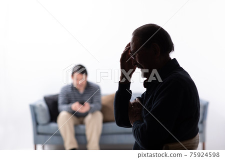 Senior male silhouette worried 8050 problem 75924598