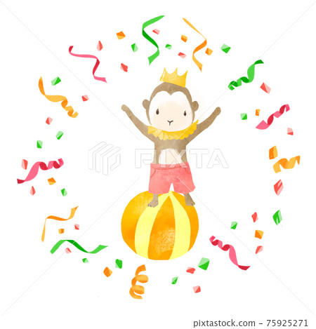 Circus animal illustration, monkey ball ride Circus animal illustration, monkey ball ride 75925271
