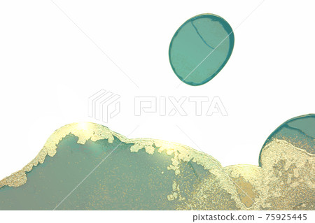 Turquoise, white and gold marble texture with sparkles 75925445