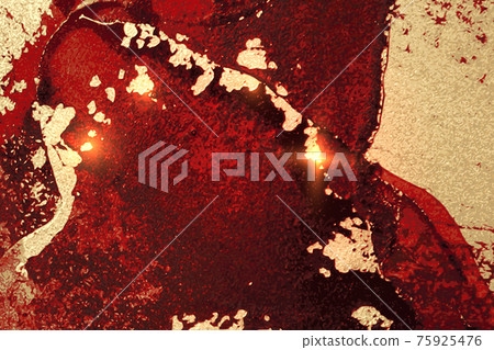 Red, black and gold pattern with texture of geode and sparkles Red, black and gold pattern with texture of geode and sparkles 75925476