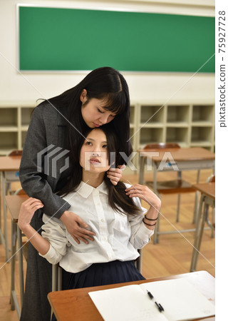 Female teacher sexually harassing female students in an empty classroom 4 Female teacher sexually harassing female students in an empty classroom 4 75927728