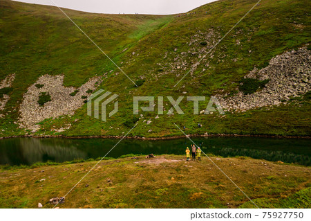 High altitude lake of the Ukrainian Carpathians, Lake Brebeneskul, the pearl of the Carpathians, a calm and ecologically clean reservoir. 75927750