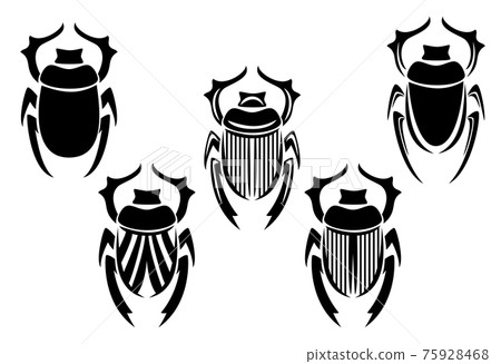 ancient egyptian scarab beetle black and white vector design set ancient egyptian scarab beetle black and white vector design set 75928468