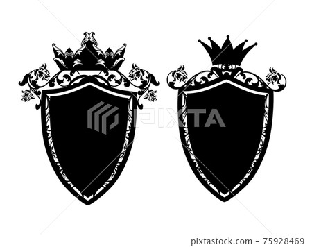 royal crown heraldic design vector set with shield and rose flowers decor 75928469