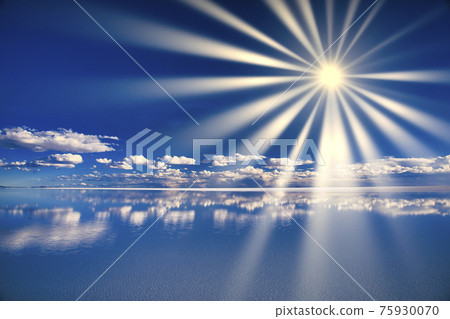 Uyuni salt lake and sun ray synthesis Uyuni salt lake and sun ray synthesis 75930070