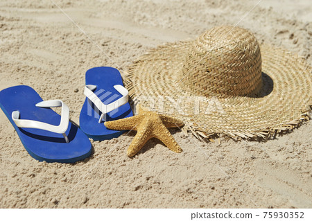 Summer image sandy beach copy space 75930352