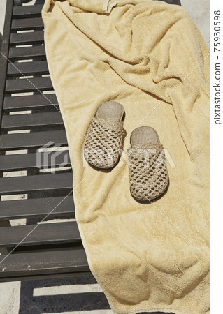 Beach bed and beach towel summer image 75930598