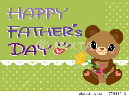 “父親節快樂”手寫留言和可愛小熊賀卡 75931940
