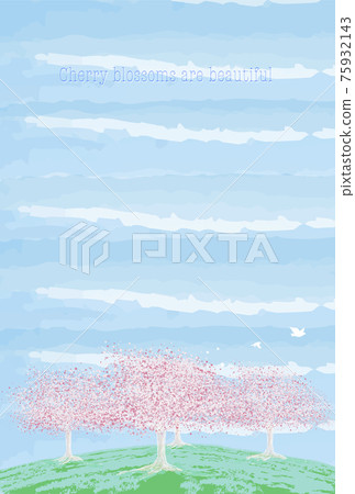 Landscape of the earth where cherry blossoms bloom Vertical version Landscape of the earth where cherry blossoms bloom Vertical version 75932143