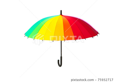 multicolored umbrella isolated on white background multicolored umbrella isolated on white background 75932717