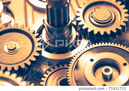 industrial gear wheels, close-up view 75932722