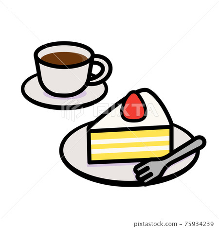 Illustration of a simple and cute shortcake set 75934239