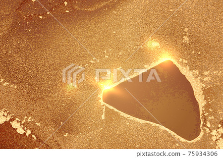 Orange and gold abstract background. Alcohol ink marble texture 75934306