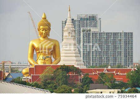 Giant Buddha statue under construction at the temple "Wat Pak Nam" in Bangkok, Thailand Giant Buddha statue under construction at the temple "Wat Pak Nam" in Bangkok, Thailand 75934464