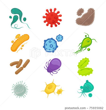 Bacteria and virus icons Bacteria and virus icons 75935082