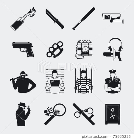 Criminal and prison icons 75935235