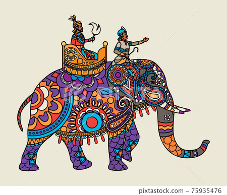 Indian ornate maharajah on the elephant 75935476