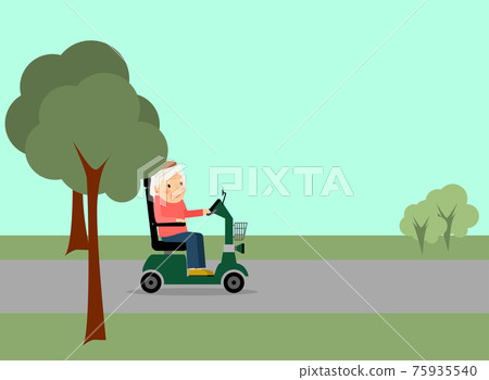 Eldery woman on the road 75935540