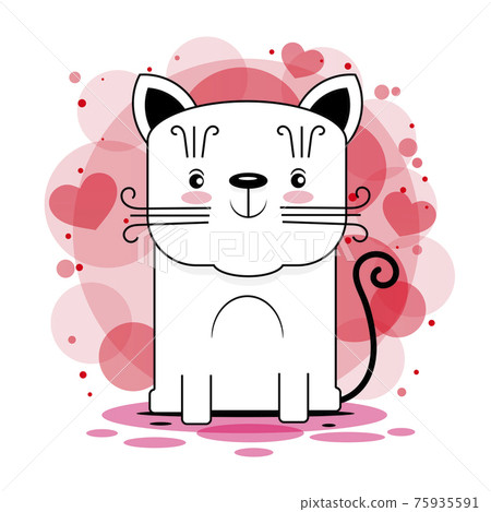 Cute cat vector design.Children illustration for School books and more.Meow slogan. Animal print Cute cat vector design.Children illustration for School books and more.Meow slogan. Animal print 75935591