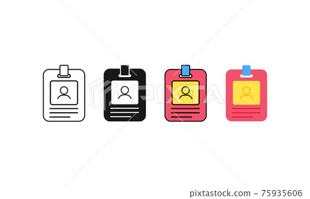 Press card icon set. Identity, id card flat. Vector on isolated white background. Eps 10 75935606