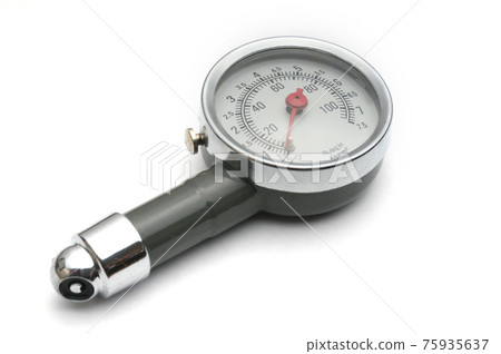 Pressure gauge for measuring air pressure in car tires on a white background Pressure gauge for measuring air pressure in car tires on a white background 75935637