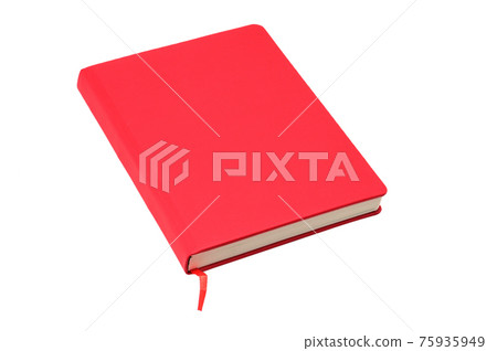 Red notebook on a white background 75935949