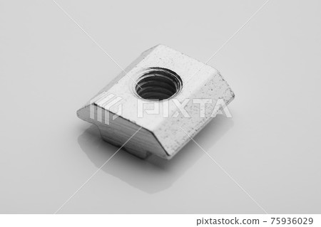 slide screw nut on white background, closeup view 75936029