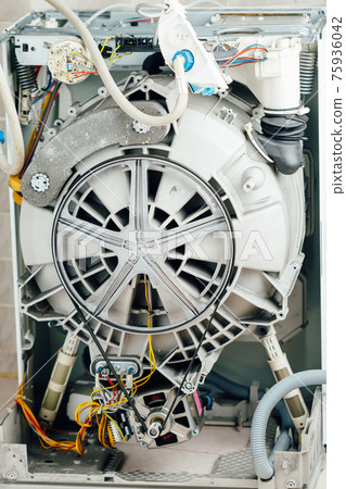 washing machine with open enclosure is ready for service 75936042