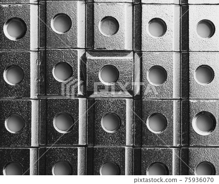 slide screw nuts in a row, abstract industrial background slide screw nuts in a row, abstract industrial background 75936070