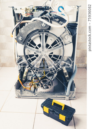 washing machine with open enclosure is ready for service 75936082