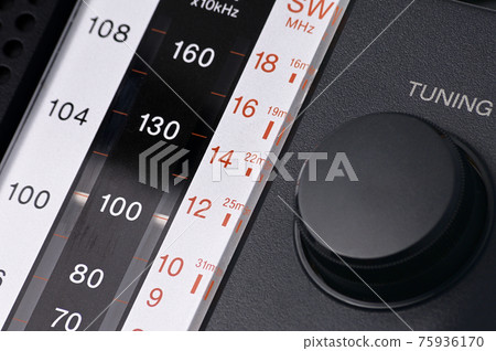 Vintage radio for listening to radio programs on a white background Vintage radio for listening to radio programs on a white background 75936170