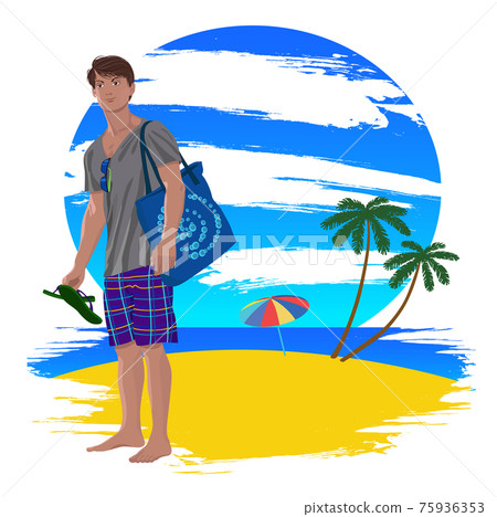 Image of a young man on vacation at sea Image of a young man on vacation at sea 75936353