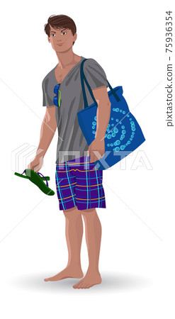 Image of a young man on vacation in summer Image of a young man on vacation in summer 75936354