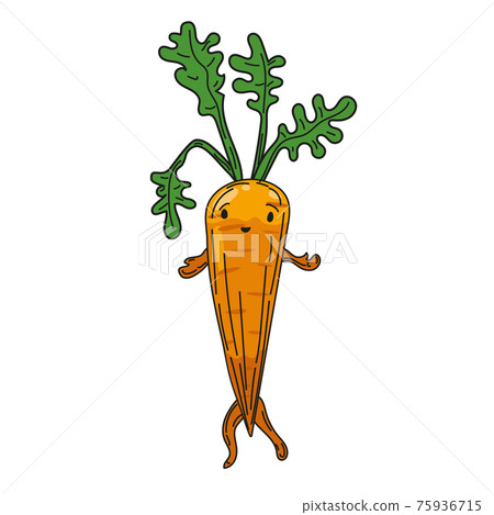 Carrot hand dawn sketch cute character cartoon. Vector illustration 75936715