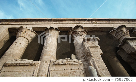 Edfu Horus temple columns detail beautiful hieroglyphic Egypt landmark 75937063