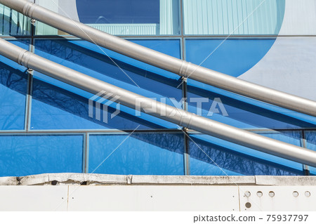 Industrial metal pipeline and modern city building Industrial metal pipeline and modern city building 75937797
