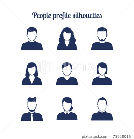 People profile silhouettes icons set 75938016